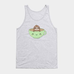 Cute Cartoon Coffee Sloth Tank Top